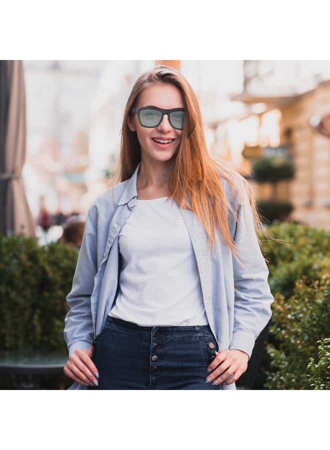 GREEN LION Shade Mate Smart Glasses with Fashion Look / Play Time & Talk Time 5 Hrs / TWS Function / Hands-Free Calls / Voice Assistant / Touch Control / Remote Camera / Polarized Lenses / Magnetic Charging / AI / IOS / Android - Black - Image 3