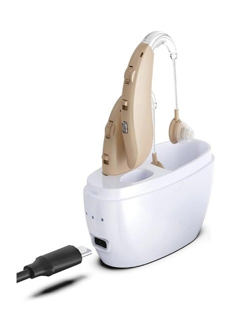 Rechargeable hearing aids with portable charging case, hearing amplifier, suitable for the elderly, with noise reduction function, one pair
