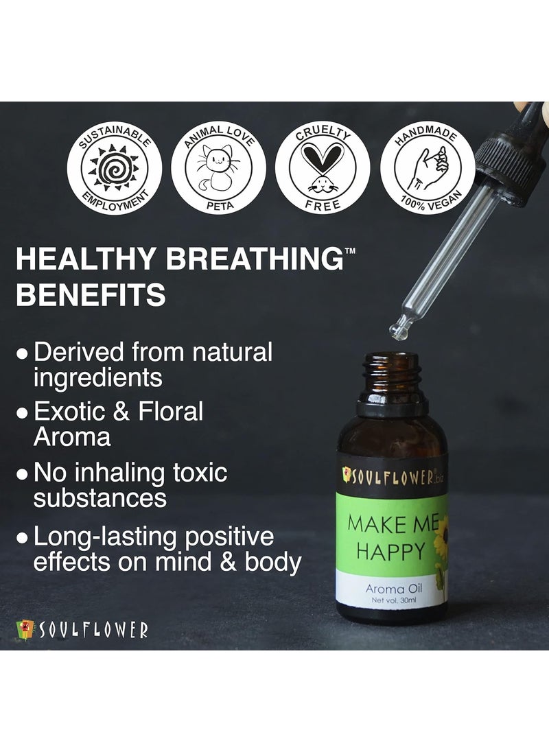 Soulflower Soulflower Synthetic Glass Aroma Diffuser Oil For Home - Make Me Happy - 100% Pure Organic, Natural, Alcohol-Free, Chemicals Free, No Synthetic Color Or Fragrance, 30Ml  - Image 3