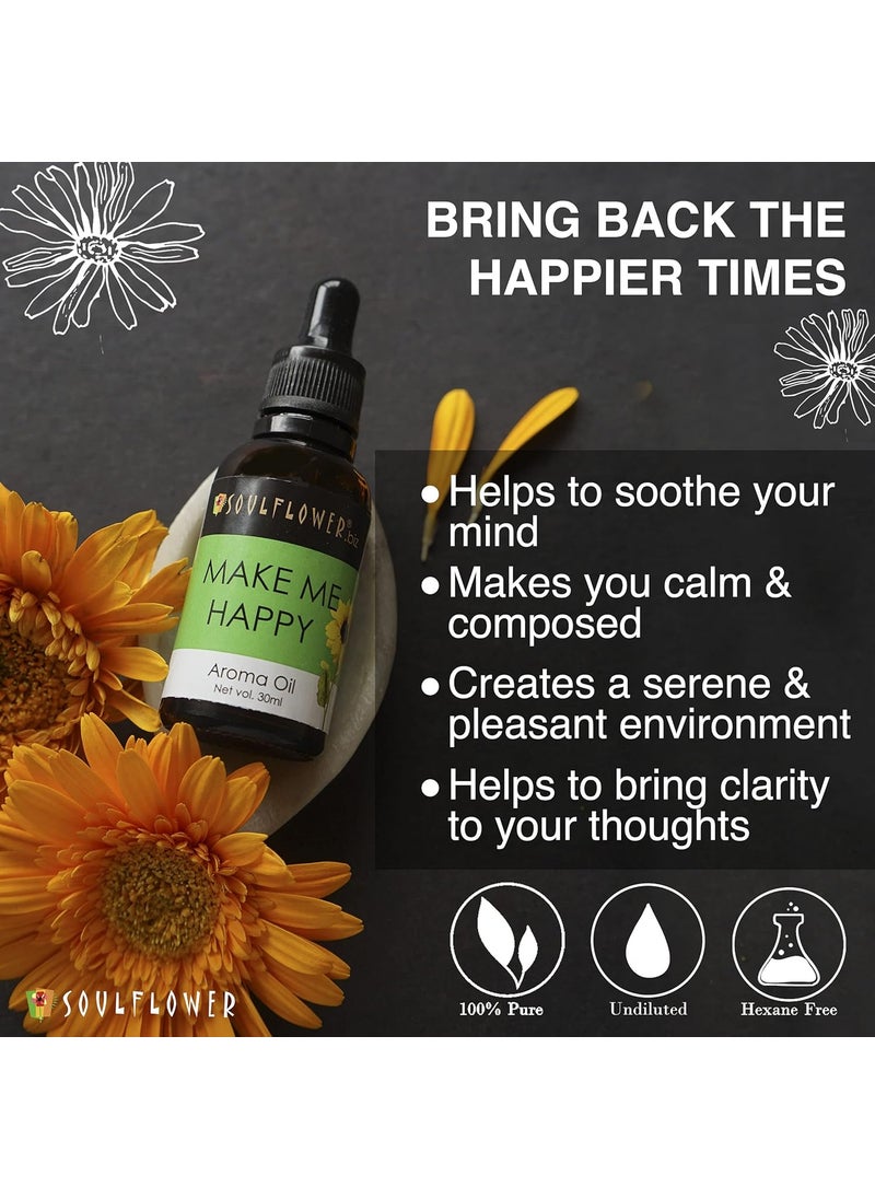 Soulflower Soulflower Synthetic Glass Aroma Diffuser Oil For Home - Make Me Happy - 100% Pure Organic, Natural, Alcohol-Free, Chemicals Free, No Synthetic Color Or Fragrance, 30Ml  - Image 5