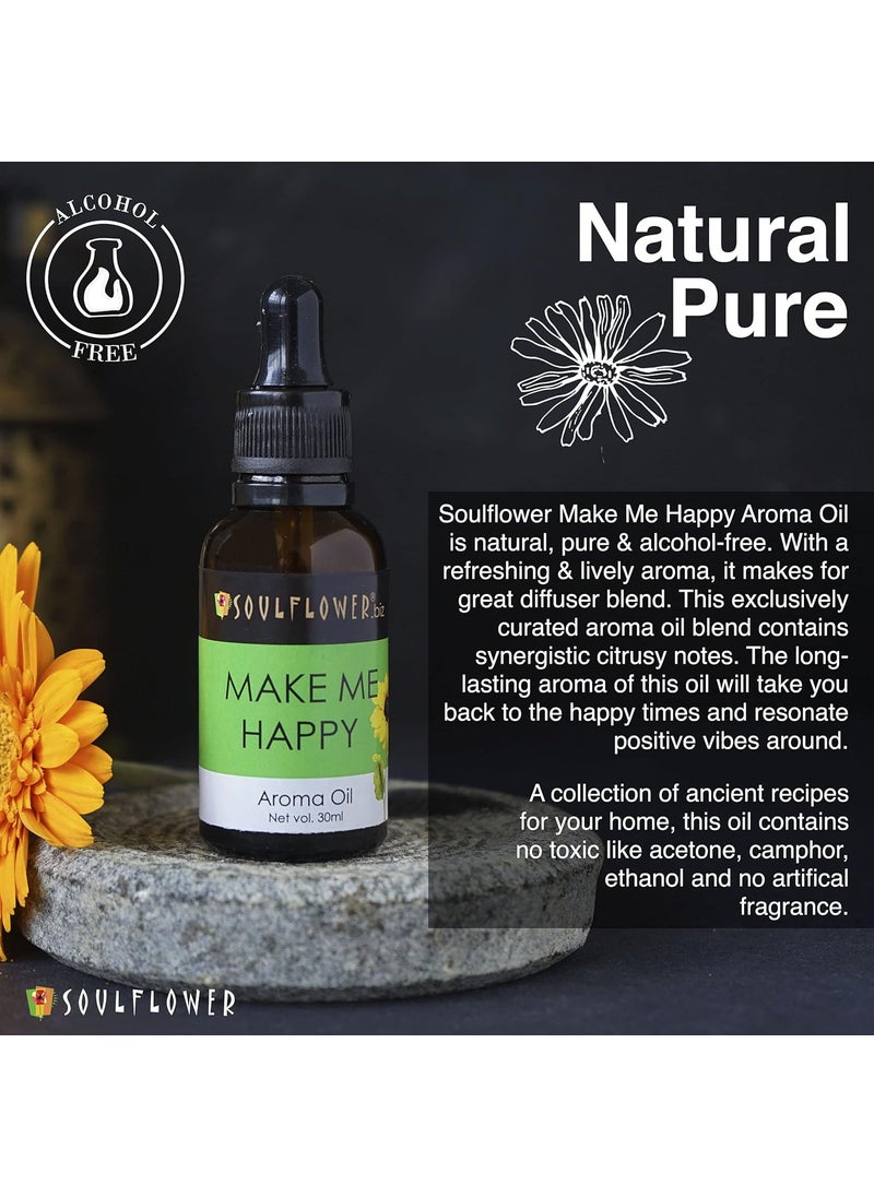 Soulflower Soulflower Synthetic Glass Aroma Diffuser Oil For Home - Make Me Happy - 100% Pure Organic, Natural, Alcohol-Free, Chemicals Free, No Synthetic Color Or Fragrance, 30Ml  - Image 4