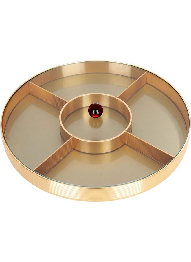 Alsaif Plastic Serving Plate Circular Divided Into Five Places Lid Gold  - Image 3