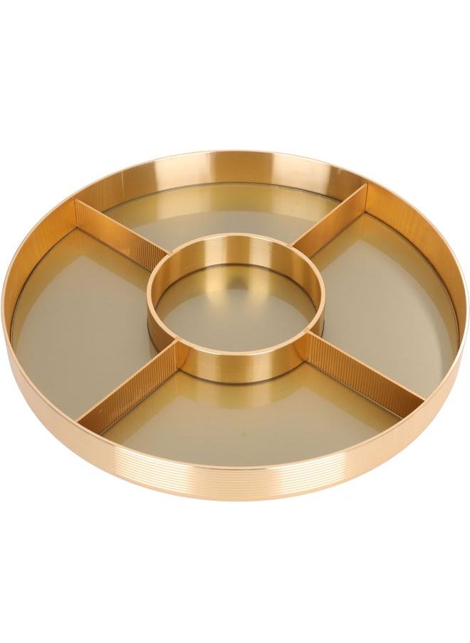 Alsaif Plastic Serving Plate Circular Divided Into Five Places Lid Gold  - Image 2