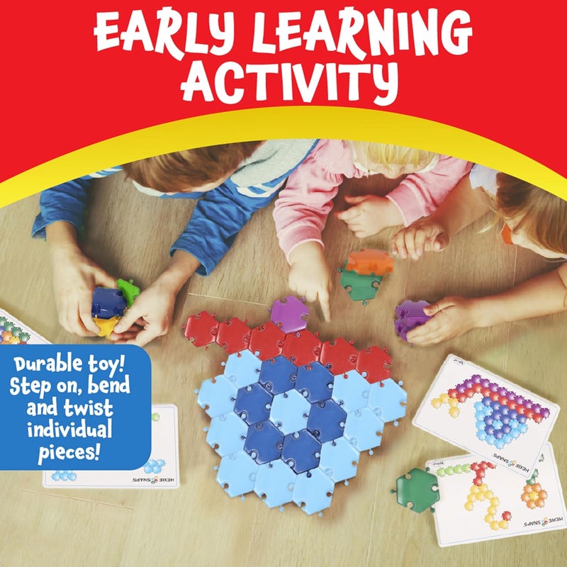 Popular Playthings Hexie-Snaps Building Tiles Set with 92 Colorful Hexagonal Pieces for Kids - Image 2