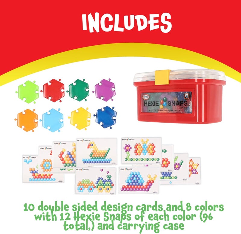 Popular Playthings Hexie-Snaps Building Tiles Set with 92 Colorful Hexagonal Pieces for Kids - Image 5