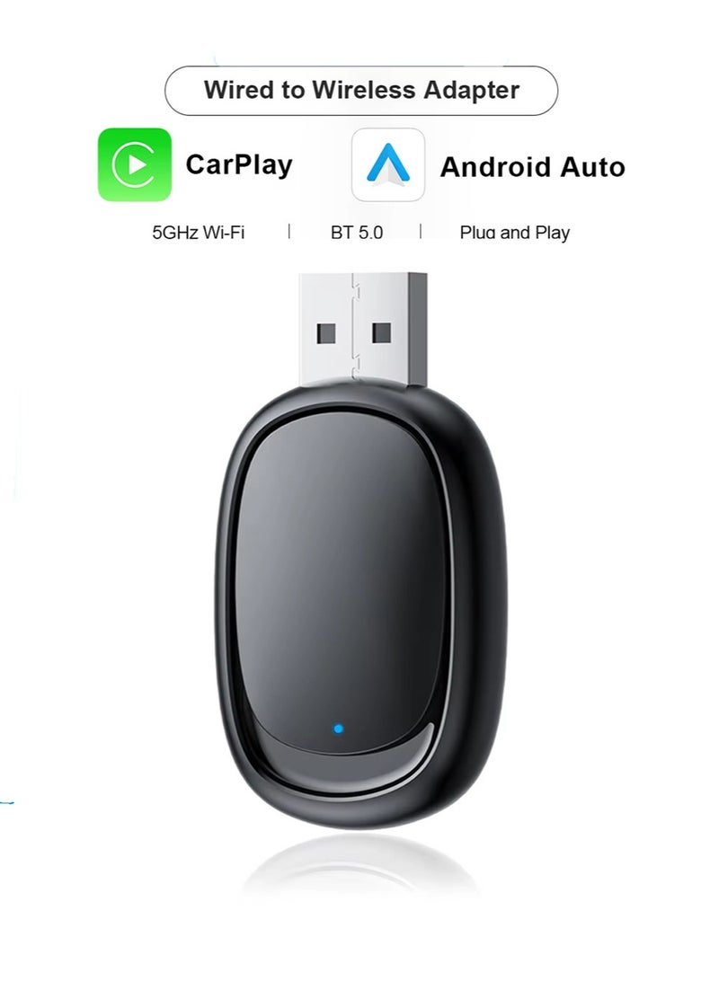 Mini Wireless Carplay Adapter, Convert Wired to Wireless Car Play  Android Auto 2-in-1 Adapter for Apple iPhone  Android Phone, Plug  Play, Auto Connect, No Delay, w/USB C for iOS 10+ Android 11+ - Image 1