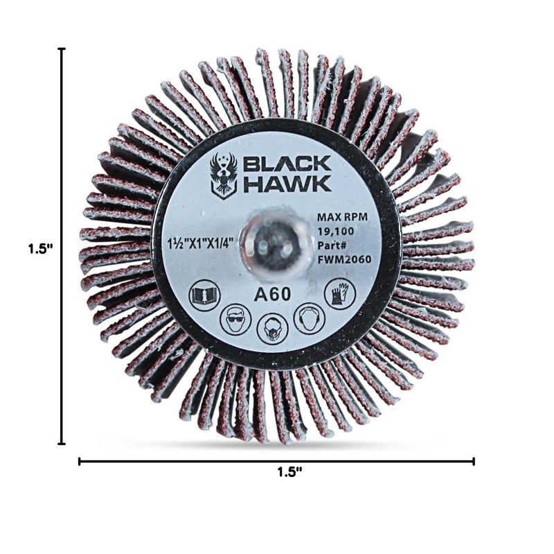 BHA Aluminum Oxide Shank Mounted Flap Wheels, 1-1/2” x 1” x 1/4”, 80 Grit - 5 Pack - Image 5