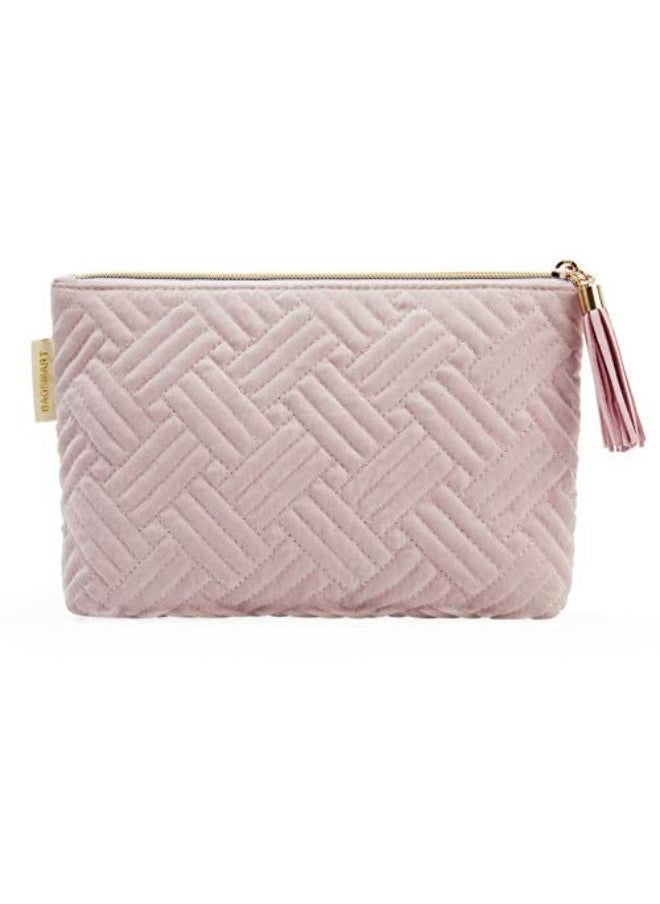 BAGSMART Smetic Bag,Bagsmart Elegant Roomy Makeup Bags,Lipstick Pouch,Zipper Pouch,Great Gifts For Women,Travel Waterproof Toiletry Bag Accessories Organizer Gifts (Pink-1 Pcs)  - Image 1