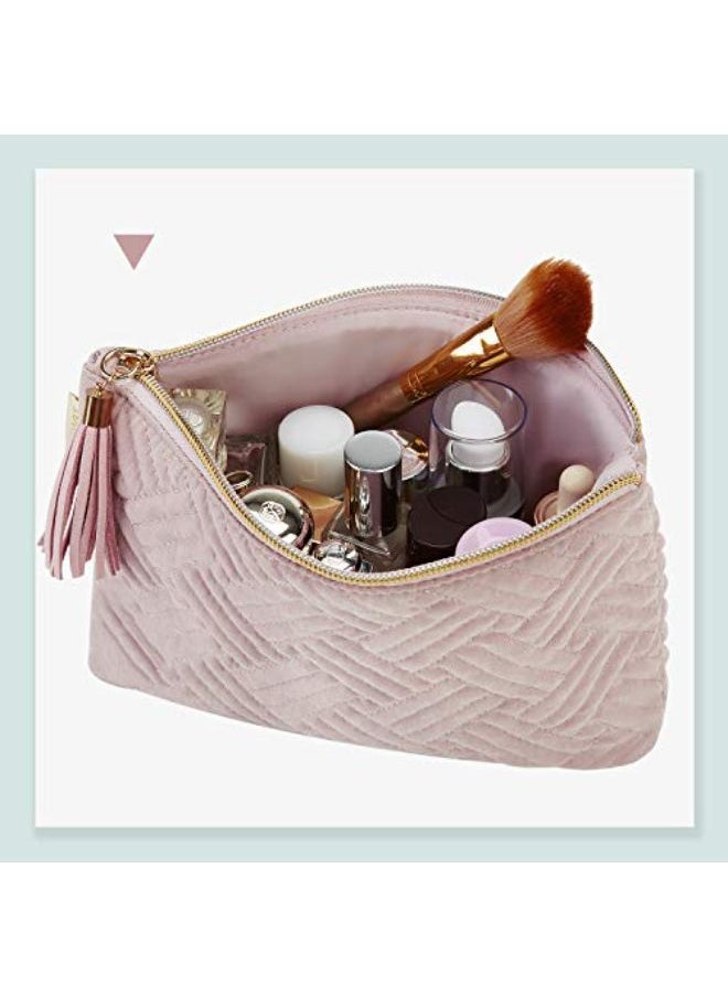 BAGSMART Smetic Bag,Bagsmart Elegant Roomy Makeup Bags,Lipstick Pouch,Zipper Pouch,Great Gifts For Women,Travel Waterproof Toiletry Bag Accessories Organizer Gifts (Pink-1 Pcs)  - Image 3