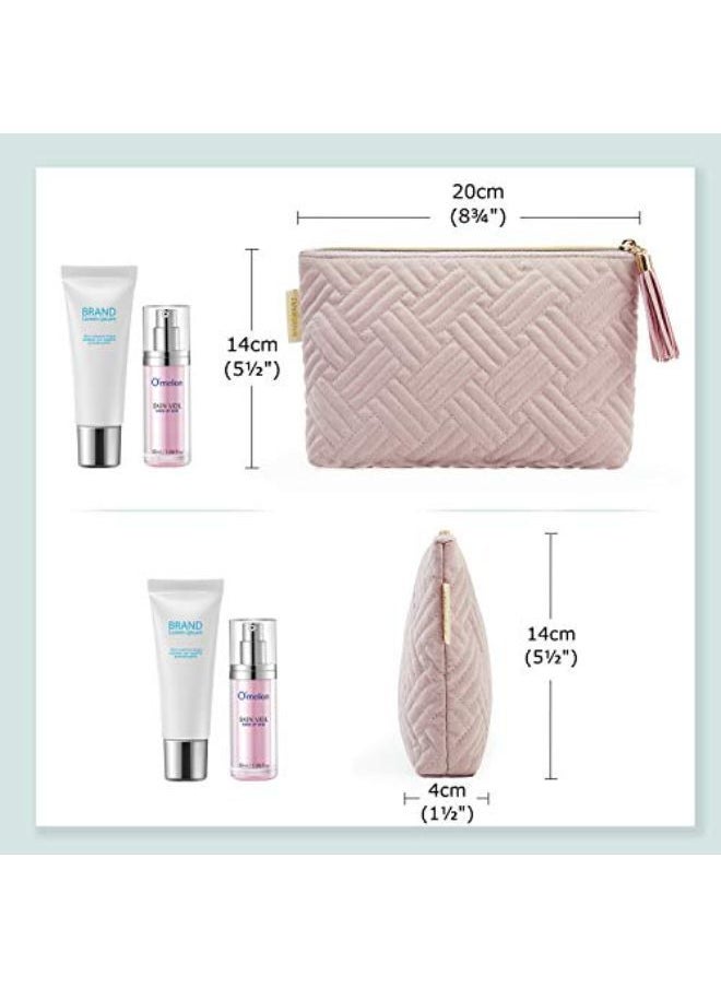 BAGSMART Smetic Bag,Bagsmart Elegant Roomy Makeup Bags,Lipstick Pouch,Zipper Pouch,Great Gifts For Women,Travel Waterproof Toiletry Bag Accessories Organizer Gifts (Pink-1 Pcs)  - Image 4