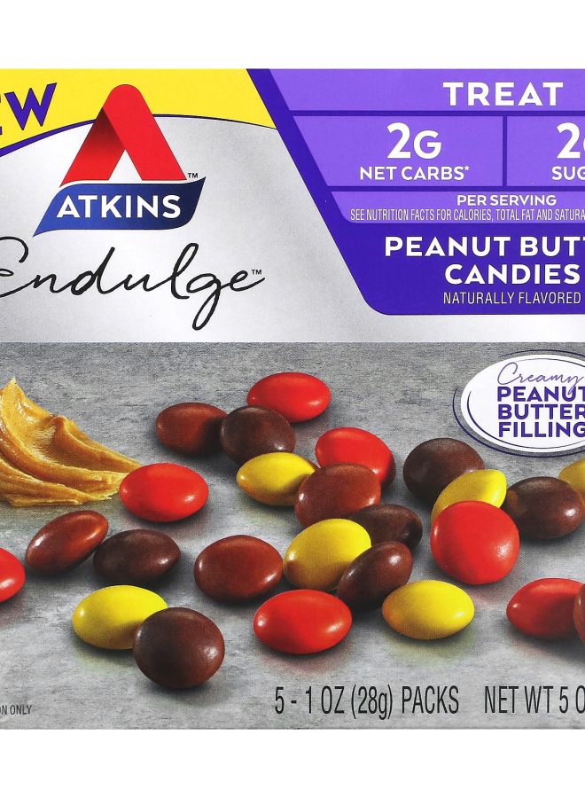 Atkins Endulge Peanut Butter Candies 5 Bars 1 oz (28 g) Each