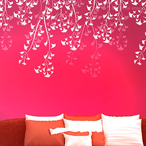DECORZE Maple Leaf Branch Stencil Painting, Bedroom Wall Maple Leaf Branch Stencils for Painting on Bedroom Walls (DWS -160) - Image 1