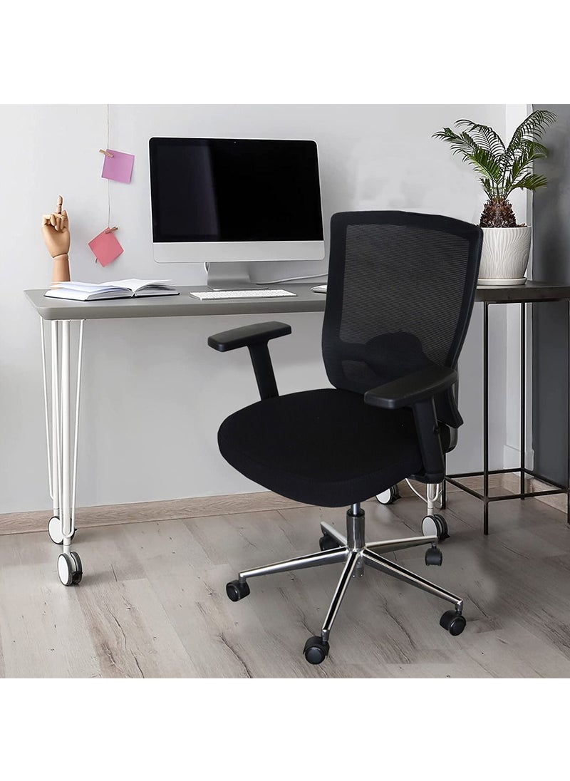 Mahmayi - Mahmayi Medium Back Ergonomic Mesh Chair for Home and Workstation with Caster Wheel Support and Height and Arm Adjustable Feature - Black - Image 1
