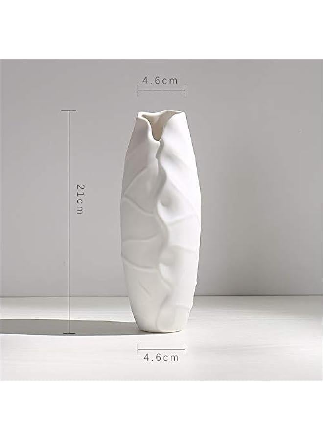 هوكور مزهرية سيراميك بيضاء لديكور المنزل من بيكبيس، مزهرية 8.25 انش للزهور، مزهرية ذات ملمس فني حديث للديكور وقطع مركزية للمدخل ورف غرفة المعيشة وديكور الطاولة (15-01) - Image 2