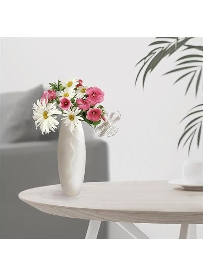 هوكور مزهرية سيراميك بيضاء لديكور المنزل من بيكبيس، مزهرية 8.25 انش للزهور، مزهرية ذات ملمس فني حديث للديكور وقطع مركزية للمدخل ورف غرفة المعيشة وديكور الطاولة (15-01) - Image 3