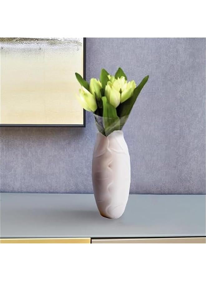 هوكور مزهرية سيراميك بيضاء لديكور المنزل من بيكبيس، مزهرية 8.25 انش للزهور، مزهرية ذات ملمس فني حديث للديكور وقطع مركزية للمدخل ورف غرفة المعيشة وديكور الطاولة (15-01) - Image 4