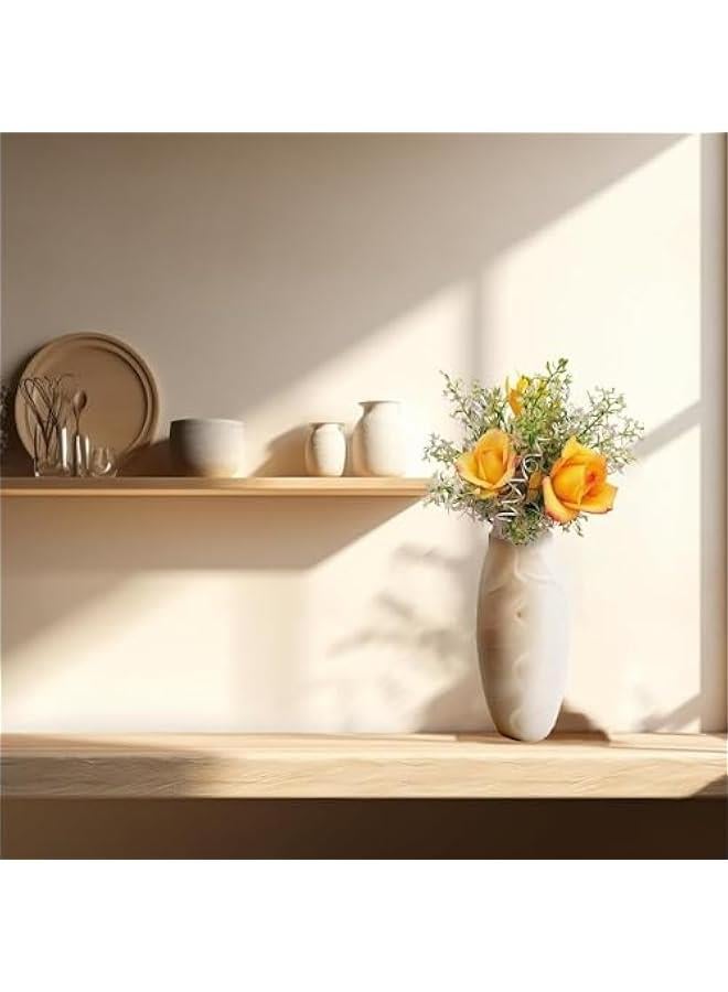 هوكور مزهرية سيراميك بيضاء لديكور المنزل من بيكبيس، مزهرية 8.25 انش للزهور، مزهرية ذات ملمس فني حديث للديكور وقطع مركزية للمدخل ورف غرفة المعيشة وديكور الطاولة (15-01) - Image 5