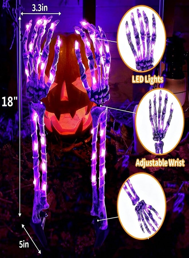 جافويت زينة هالوين خارجية على شكل هيكل عظمي مضيء، أذرع، ديكورات هالوين داخلية، أيدي وأذرع هيكل عظمي متوهجة، عظام واقعية مخيفة، عبوة من 4 قطع - Image 4