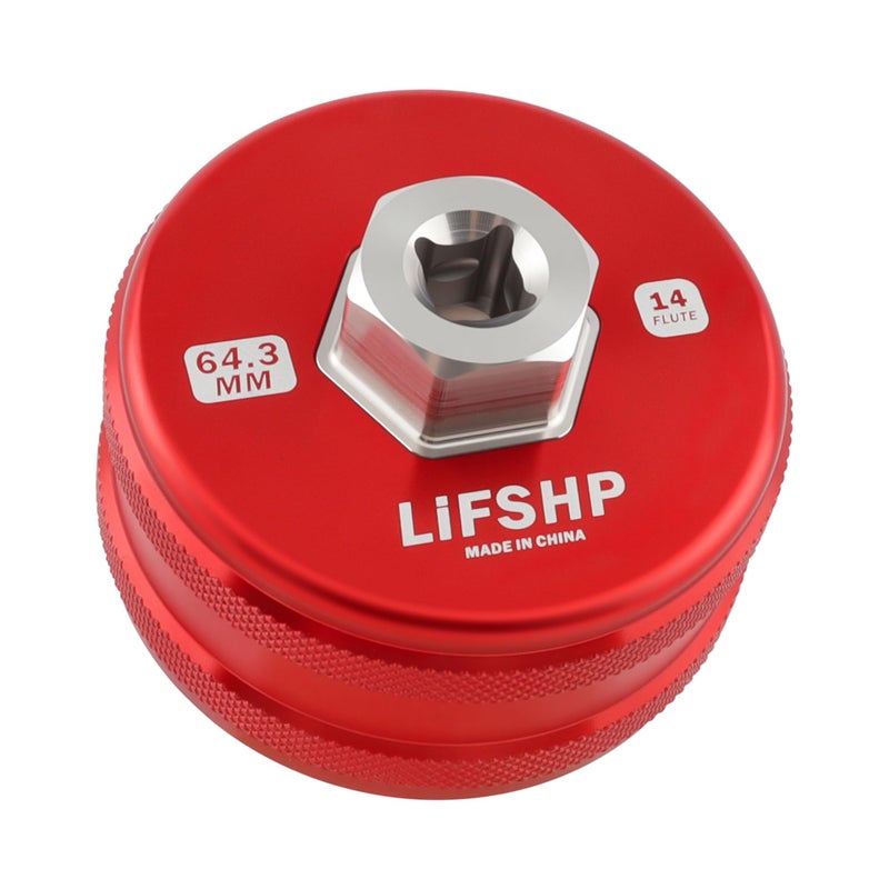 LIFSHP 64mm Oil Filter Wrench, 14 Flute for Toyota Camry, Tundra, Tacoma, 4Runner, RAV4,Precision CNC Machined Aircraft Aluminum Oil Filter Removal Tool-Red - Image 1
