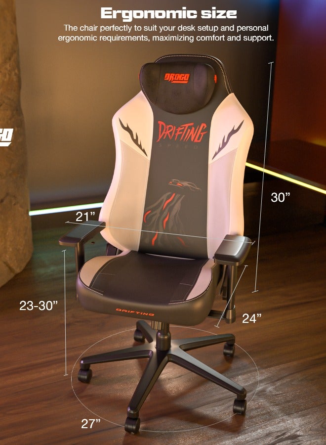 DROGO Drift Ergonomic Gaming Chair Computer Chair with Premium Leatherette, 4D Armrest, Recline Video Game Chair Home Office Chair with Magnetic Memory Foam Headrest Pillow & 2D Integrated Lumbar Support  - Image 3