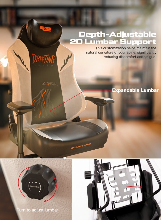 DROGO Drift Ergonomic Gaming Chair Computer Chair with Premium Leatherette, 4D Armrest, Recline Video Game Chair Home Office Chair with Magnetic Memory Foam Headrest Pillow & 2D Integrated Lumbar Support  - Image 5