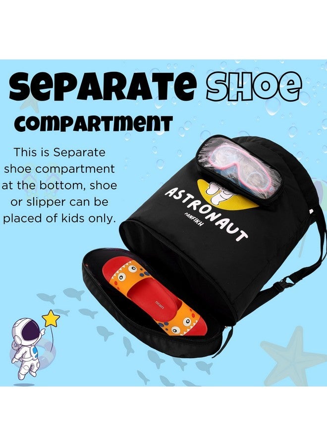 PANFIKH Swimming Bag for Kids with Drawstring Closure Large Capacity Backpack Swim Accessories Bags for Girls and Boys (Black) - Image 5