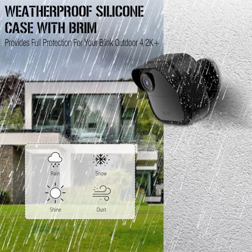 PUUUCI Silicone Skin Case/Cover for Blink Outdoor 4 (4th Gen) - Weatherproof Silicone Case with Brim for Full Camera Protection, Blink Outdoor 4 Smart Security Camera Accessories (Black, 1 Pack) - Image 3