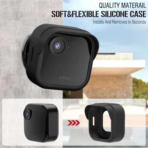 PUUUCI Silicone Skin Case/Cover for Blink Outdoor 4 (4th Gen) - Weatherproof Silicone Case with Brim for Full Camera Protection, Blink Outdoor 4 Smart Security Camera Accessories (Black, 1 Pack) - Image 4
