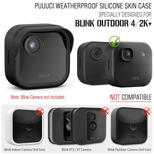 PUUUCI Silicone Skin Case/Cover for Blink Outdoor 4 (4th Gen) - Weatherproof Silicone Case with Brim for Full Camera Protection, Blink Outdoor 4 Smart Security Camera Accessories (Black, 1 Pack) - Image 2
