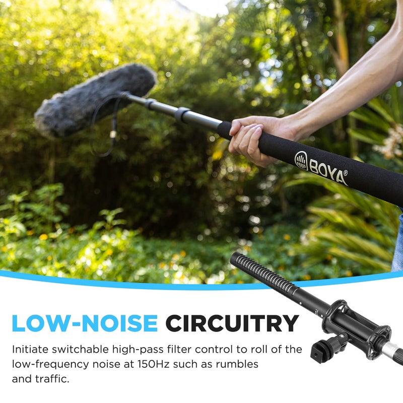 BOYA XLR Microphone BY-BM6060 Super-Cardioid Shotgun Condenser Microphone with 24 48V Phantom Power for Camera Film Interview ENG/EFP Outdoor Recording - Image 3