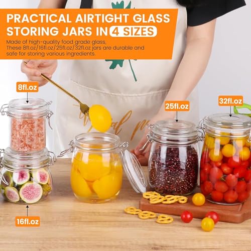 HEXONIQ® Clip Top Glass Jar 750ml, Airtight Glass Storage Jars with Lids, Kitchen Storage Container Round Preserving Jar for Ping Cereal,Pasta, Sugar, Beans, Spice, 14.2x10.9 cm, Pack of 1 - Image 5
