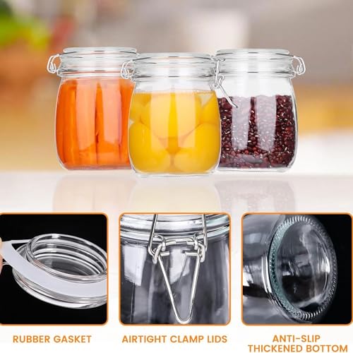HEXONIQ® Clip Top Glass Jar 750ml, Airtight Glass Storage Jars with Lids, Kitchen Storage Container Round Preserving Jar for Ping Cereal,Pasta, Sugar, Beans, Spice, 14.2x10.9 cm, Pack of 1 - Image 4