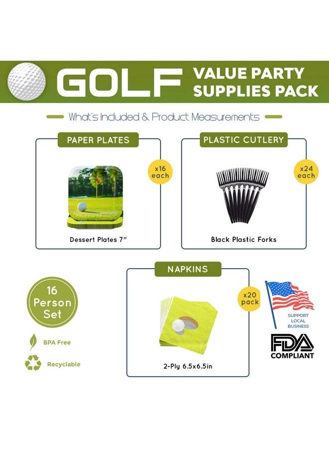 Blue Orchards - Golf Value Party Supplies Pack (60 Pieces For 16 Guests) Golf Party Decorations Sports Themed Birthday Golf Ball Plates And Napkins Golf Themed Party Masters Golf Party Blue Orchards - Image 1