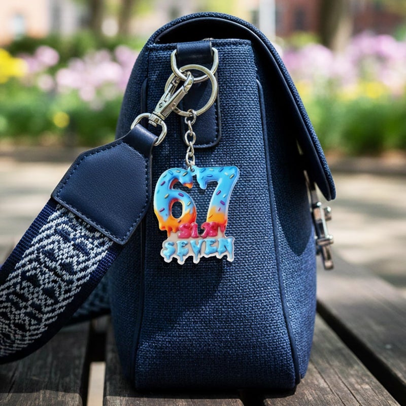 Repnalm 6Pcs 67 Six Seven Keychain, Funny 6 7 Meme Party Favors Charm Backpack Bag Accessory, Birthday Gift for Friends - Image 3