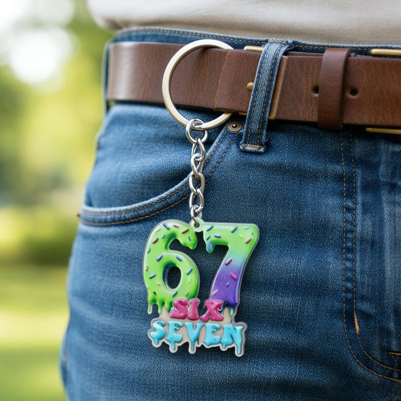 Repnalm 6Pcs 67 Six Seven Keychain, Funny 6 7 Meme Party Favors Charm Backpack Bag Accessory, Birthday Gift for Friends - Image 2