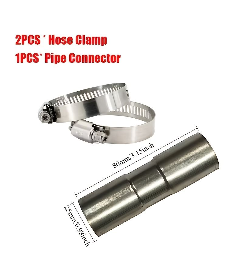 1 Set Stainless Steel Exhaust Pipe Tube Elbow Connector With 2 Clamps For Diesel Air Parking Heater Car Camper Caravan Truck Automotive Vent - Image 2