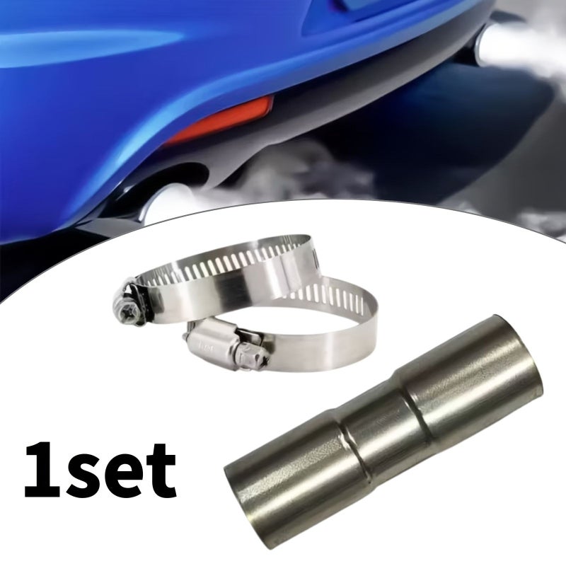 1 Set Stainless Steel Exhaust Pipe Tube Elbow Connector With 2 Clamps For Diesel Air Parking Heater Car Camper Caravan Truck Automotive Vent - Image 1