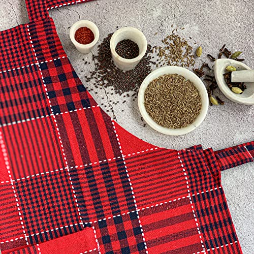 PIXEL HOME DECOR© New Cotton Kitchen Apron which has Ties With Centre Pocket with Strong and durable Cotton (Pack of 1) (MC3_R) - Image 3