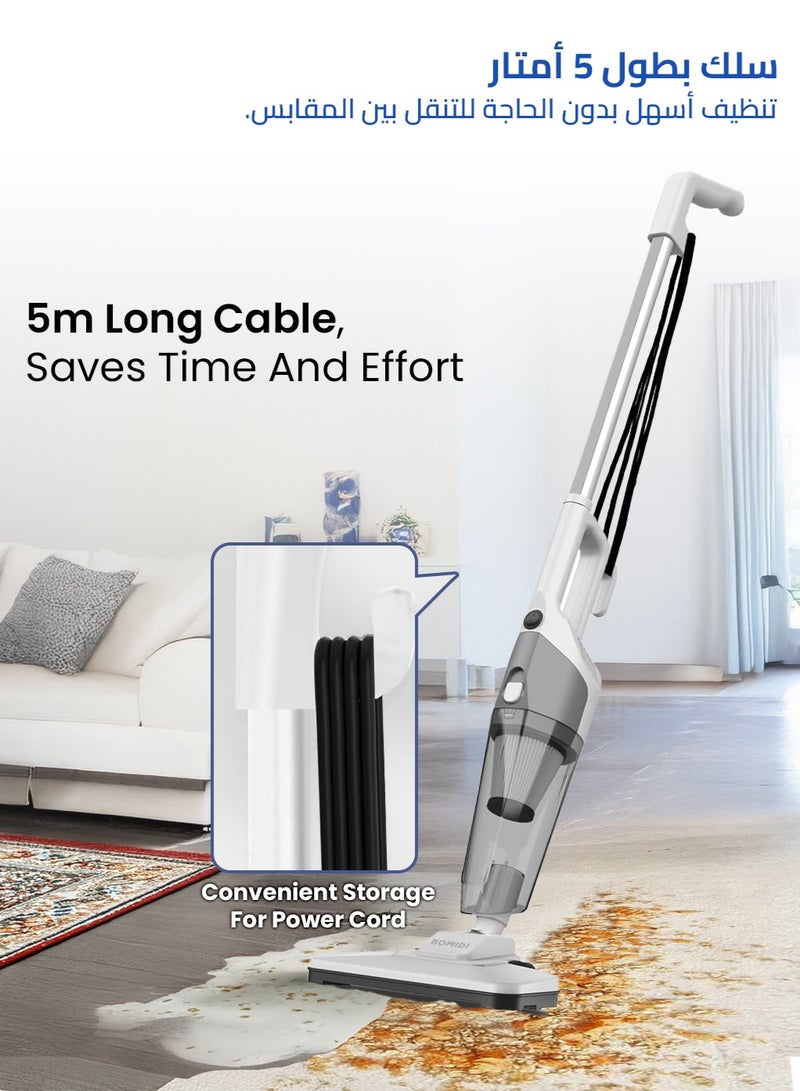 BOMIDI Portable Handheld Vacuum Cleaner with 17000Pa Strong Power 900mL Dust Cup, Quiet Suction- Stick Vacuum Cleaner for Wood, Carpet, Tile Floors S9- White - Image 3