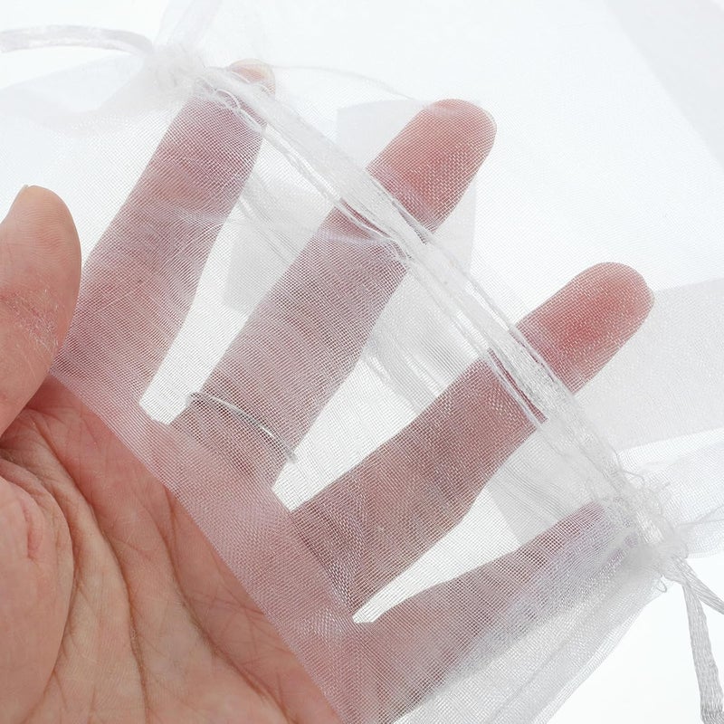 QUMIIRITY 30pcs White Mesh Drawstring Wine Bottle Bags Wrapping Pouches Fabric Wine Carrier Bags for Party Favor and Bottle Storage - Image 2