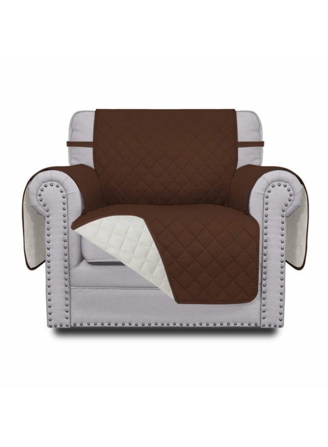 كي واي دي غطاء الأريكة 1 مقعد كرسي صغير واحد غطاء الأريكة غطاء مقلوب خالي من التجاعيد غطاء الأريكة مقاوم للمياه غطاء أثاث حامي غطاء مع أحزمة مرنة براون - Image 2