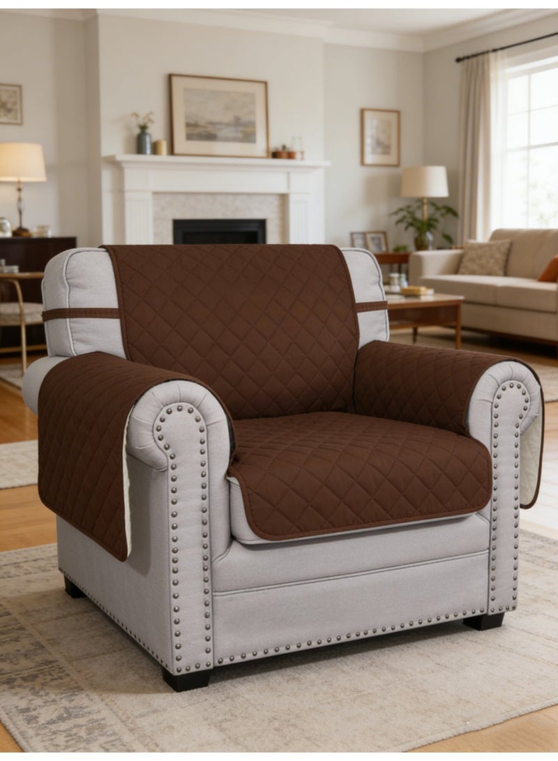 كي واي دي غطاء الأريكة 1 مقعد كرسي صغير واحد غطاء الأريكة غطاء مقلوب خالي من التجاعيد غطاء الأريكة مقاوم للمياه غطاء أثاث حامي غطاء مع أحزمة مرنة براون - Image 1