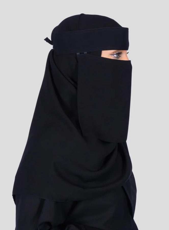 بهنس 2 نقاب وسط مطاطين مستقيم مقاس 9انش مقوى – نقاب بدون اسم نسائي مطاطي معزز بقماش ناعم وعالي الجودة، حجاب شرعي للوجه مريح وخفيف على البشرة، مقاوم للانزلاق، قابل للغسل، مثالي للاستخدام اليومي والمناسبات - Image 2