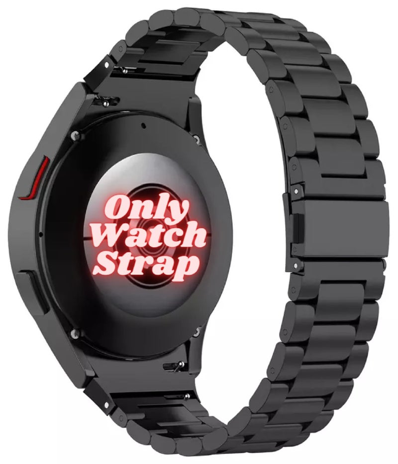 PEFKO PSS32 20MM Heavy Stainless Steel Metal Bands Compatible For Samsung Galaxy Watch 4 & Galaxy 5 44mm 40mm / Watch 5 Pro Band 45mm / Galaxy Watch 4 Classic Bands 46mm 42mm【 👉 Only Metal Watch Strap ⌚ Watch NOT Included 】 (20MM, BLACK) - Image 1