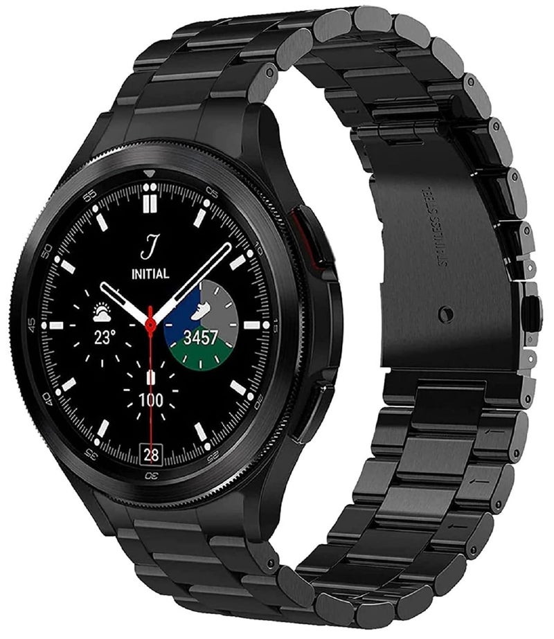 PEFKO PSS32 20MM Heavy Stainless Steel Metal Bands Compatible For Samsung Galaxy Watch 4 & Galaxy 5 44mm 40mm / Watch 5 Pro Band 45mm / Galaxy Watch 4 Classic Bands 46mm 42mm【 👉 Only Metal Watch Strap ⌚ Watch NOT Included 】 (20MM, BLACK) - Image 2