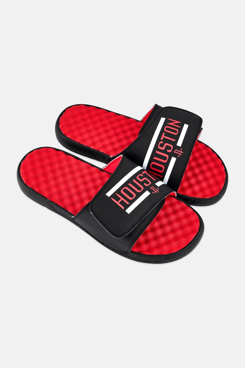 ISlide Men Houston Rockets Bar Slip On Slides, Black - Image 2