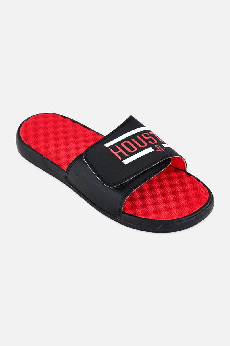 ISlide Men Houston Rockets Bar Slip On Slides, Black - Image 1