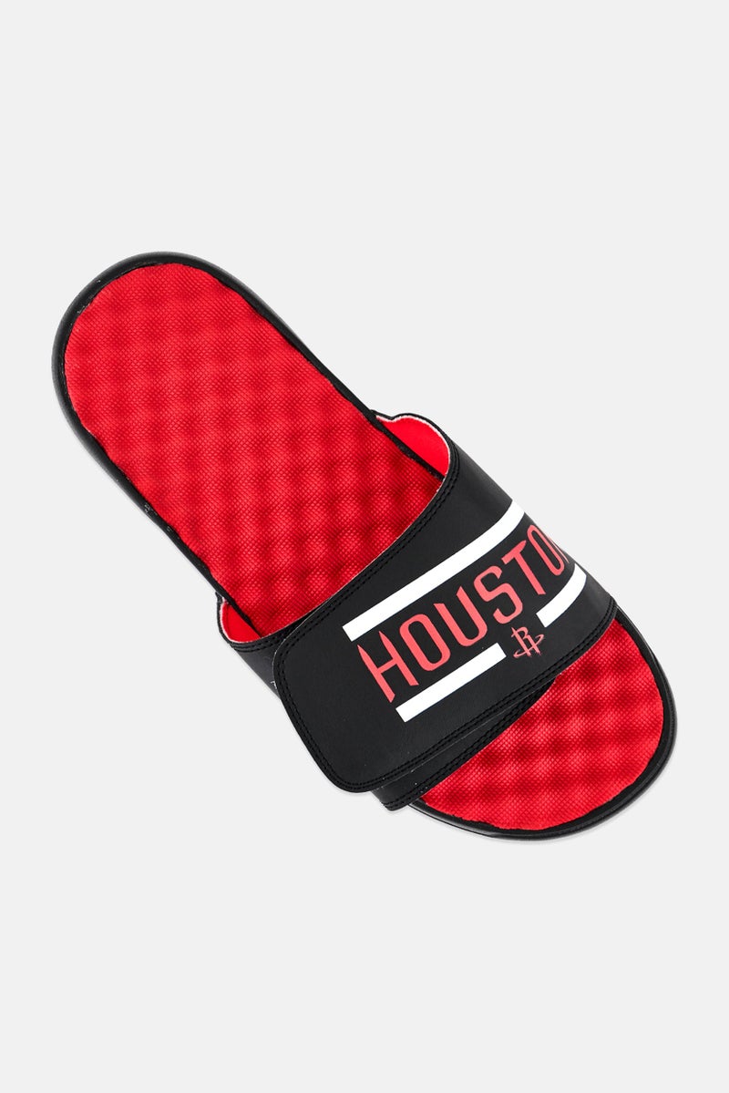 ISlide Men Houston Rockets Bar Slip On Slides, Black - Image 4