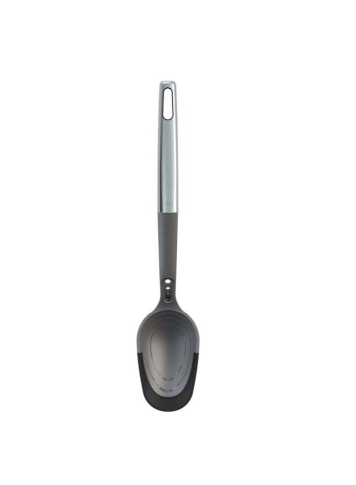 Oneida Solid Spoon with Silicone Handle - Heat-Resistant, Non-Stick Safe Utensil for Cooking & Serving