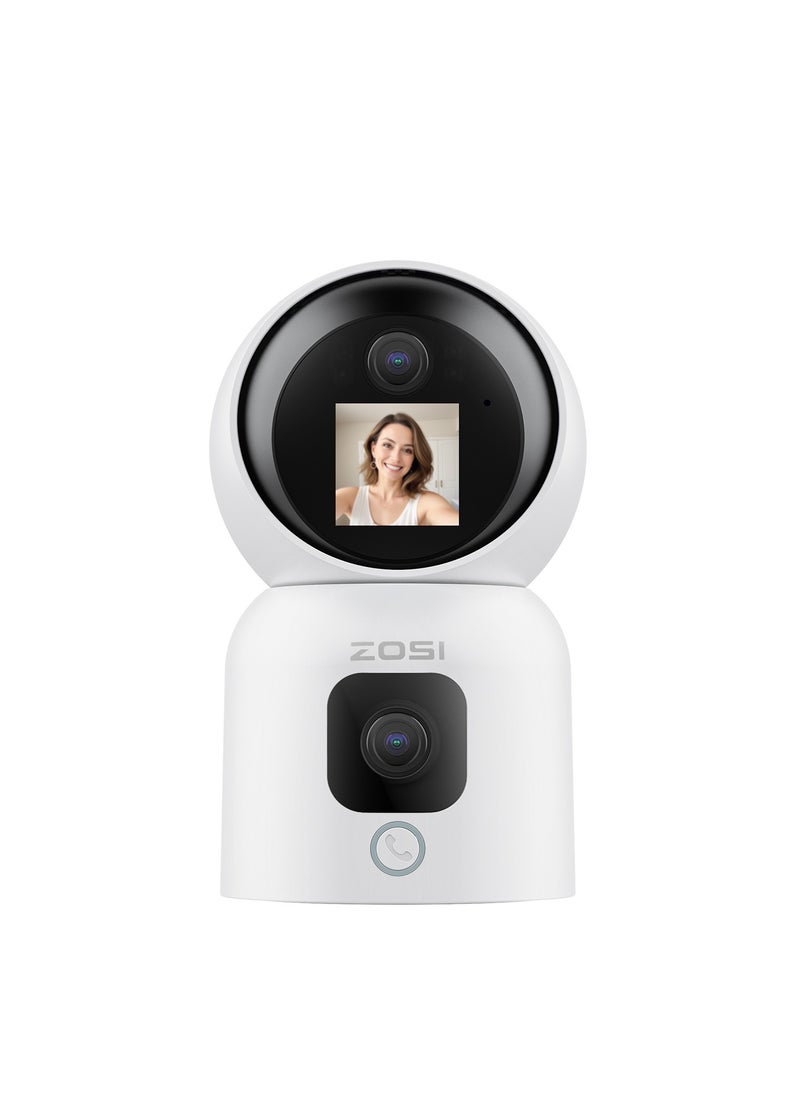 Zosi - ZOSI Dual-Lens 2K WiFi Security Camera Indoor, 355° Views Pan/Tilt Home CCTV Camera with 2 Way Audio, One-Touch Calling, Smart Person Detection, 2.4G/5G Dual-Band WiFi, C528 - Image 1